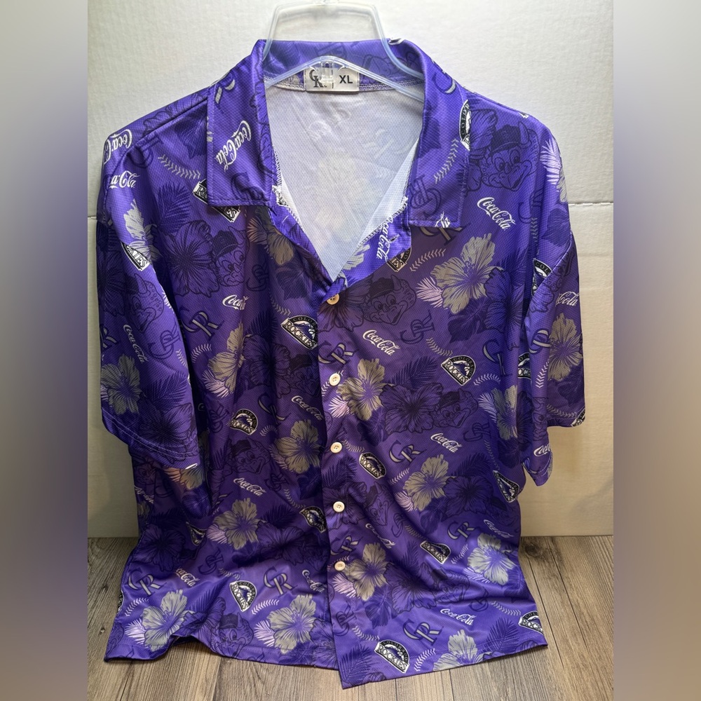 Colorado Rockies Logo Shirt Men’s XL MLB Baseball Hawaiian Flowers Coca Cola SGA